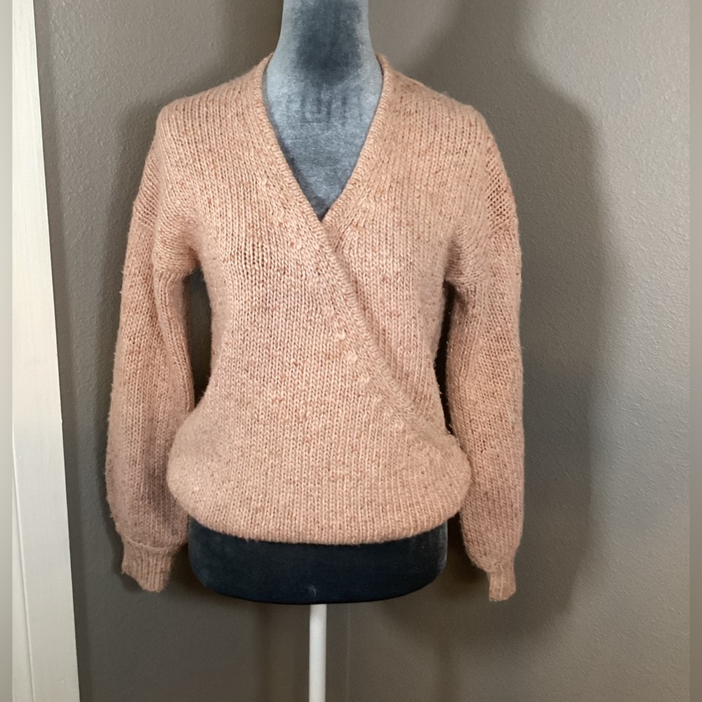 Madewell Beresford Wrap-Front Pullover Sweater Size XS Marled  Pink